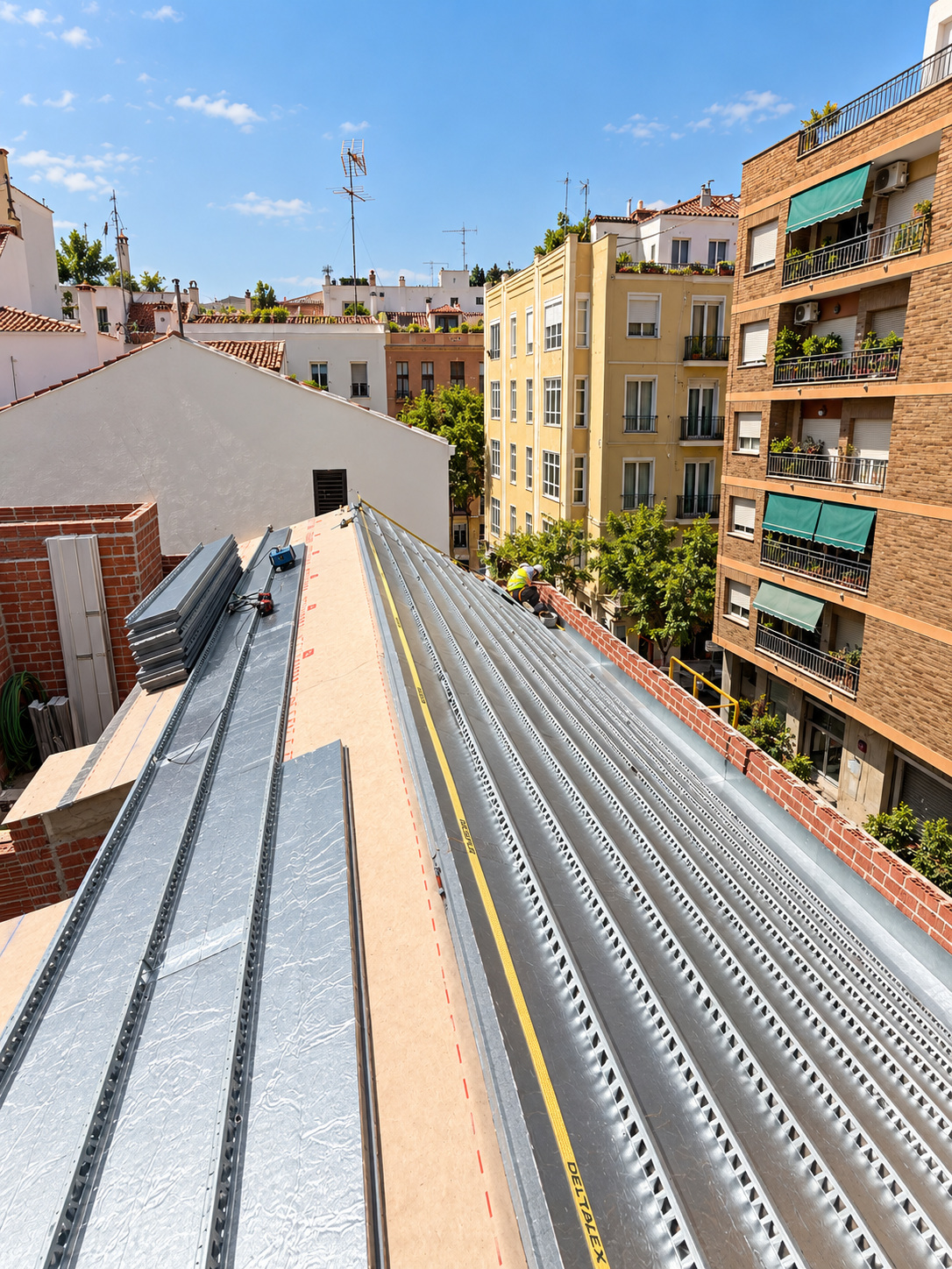 Panel aislante para cubierta ventilada con rastrel PORONTEK MAX AIR